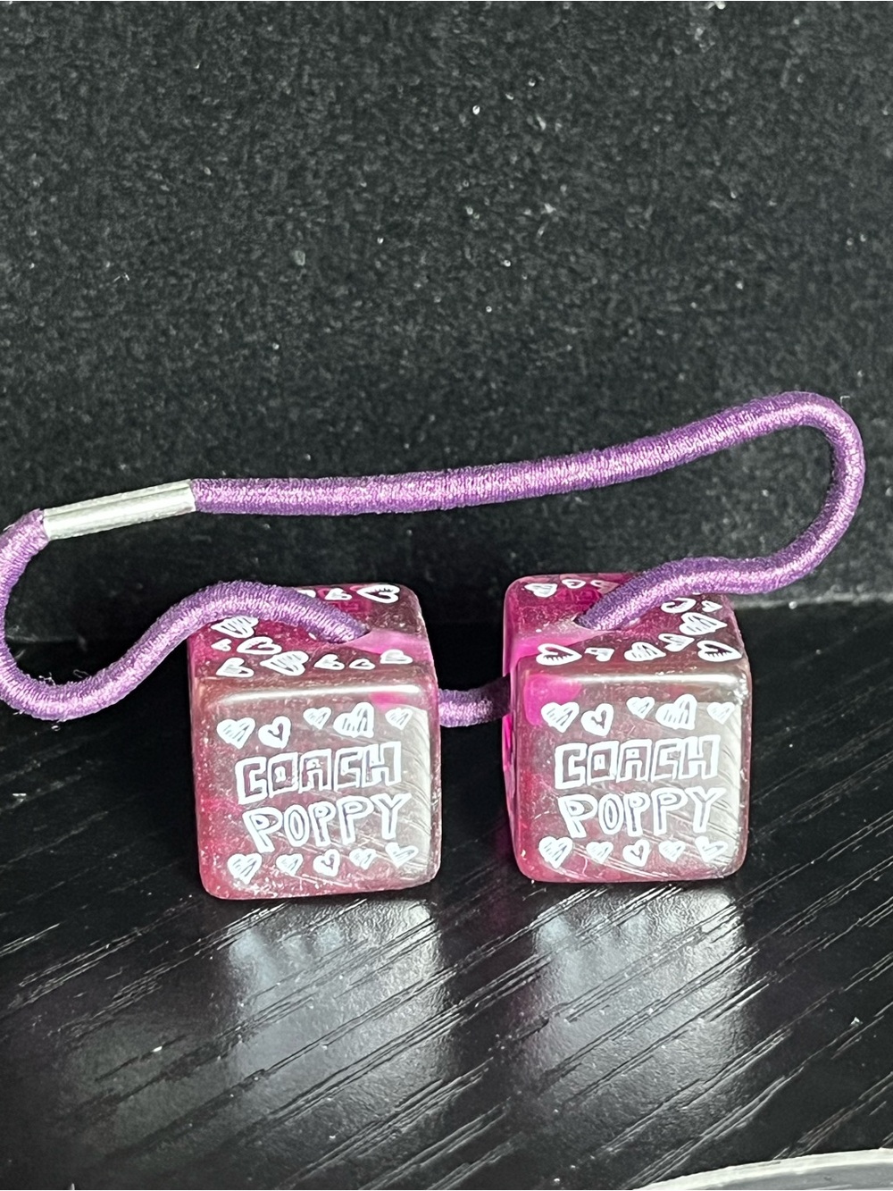 Coach Pink Acrylic Cube Bead Hair Tie